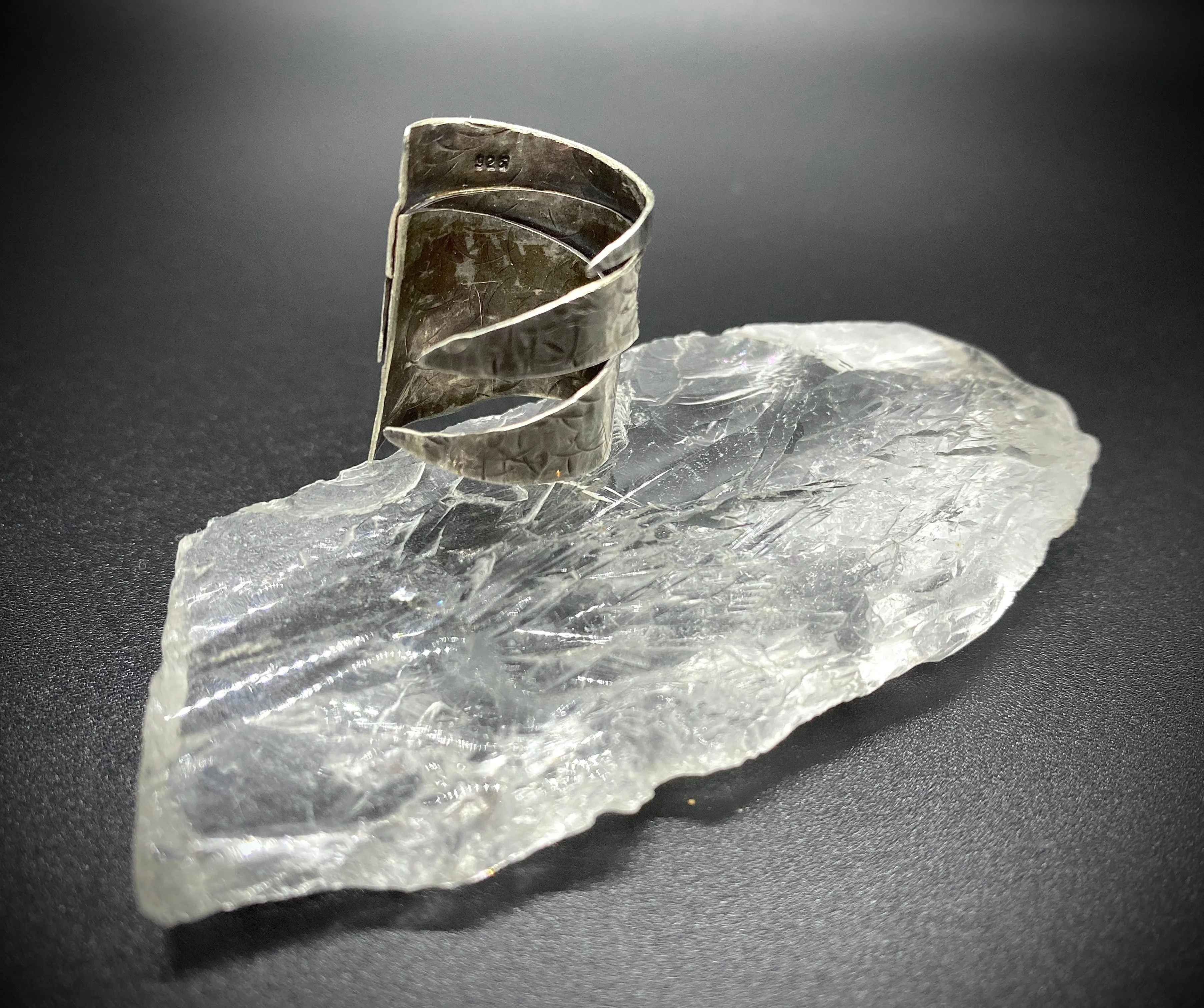 Sterling Silver Hammered Cuff Ring (Size-4)