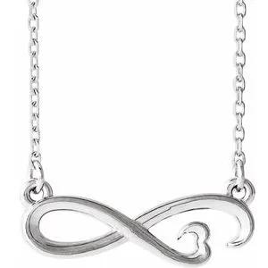 Sterling Silver Infinity-Inspired Heart 16-18" Necklace