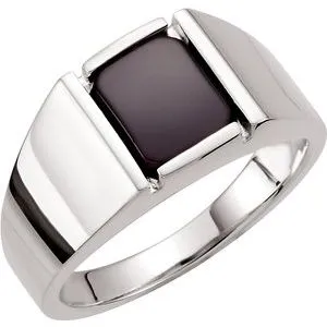 Sterling Silver Onyx Bezel-Set Ring