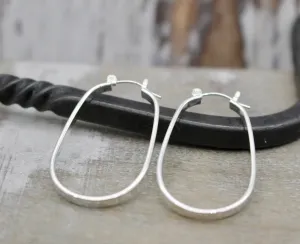 Sterling silver oval hoop earrings