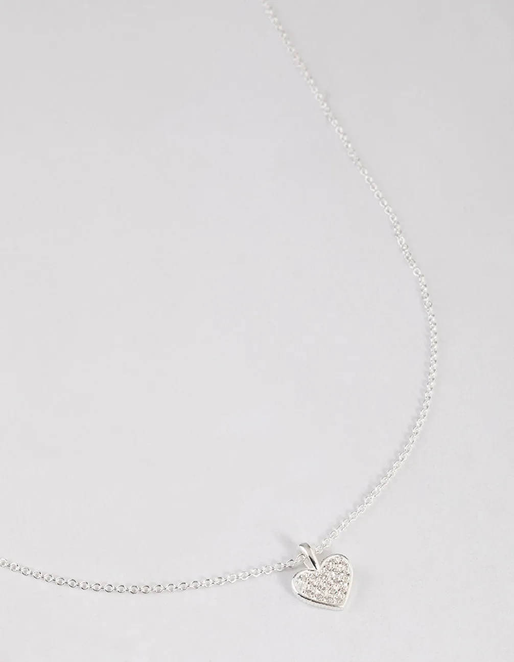 Sterling Silver Pave Cubic Zirconia Heart Necklace
