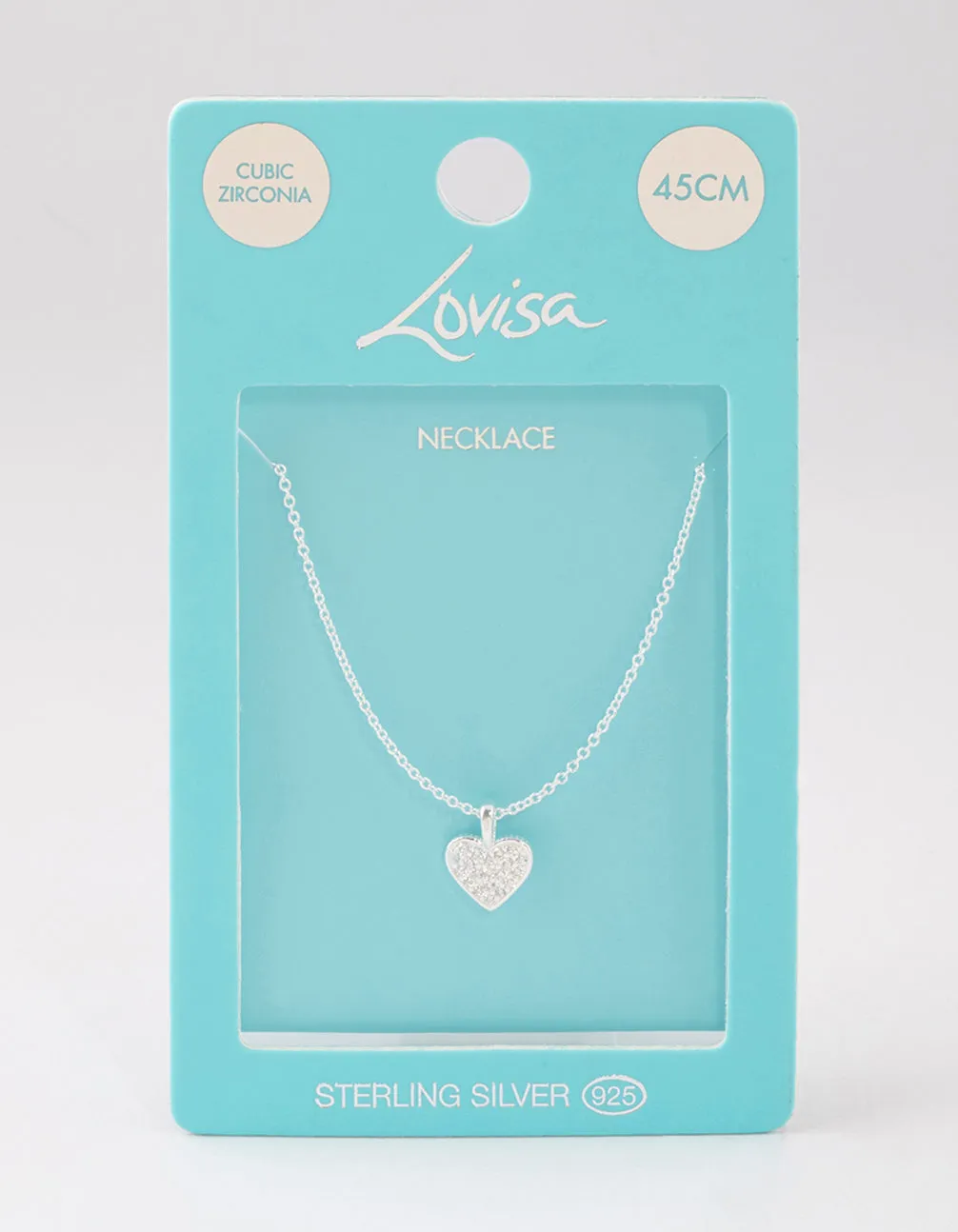 Sterling Silver Pave Cubic Zirconia Heart Necklace