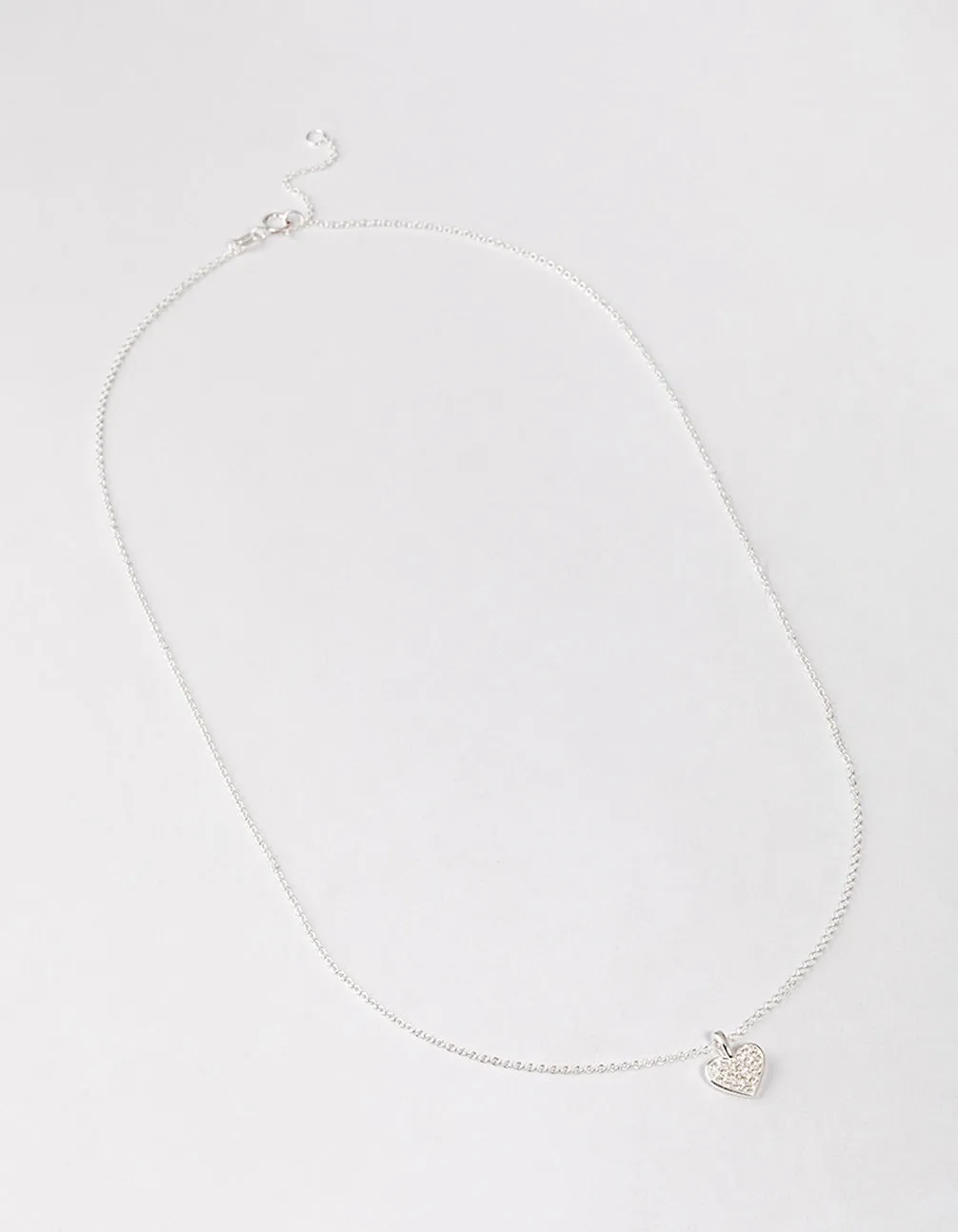 Sterling Silver Pave Cubic Zirconia Heart Necklace