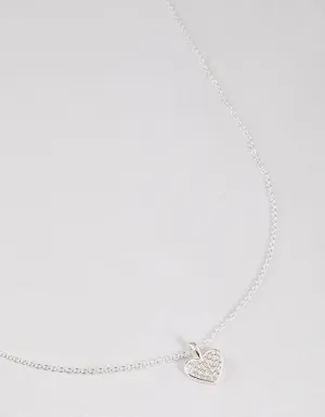 Sterling Silver Pave Cubic Zirconia Heart Necklace