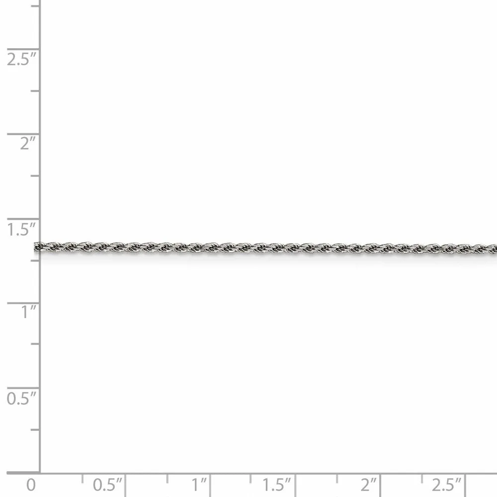Sterling Silver Rhodium-plated 1.5mm Diamond-cut Rope Chain