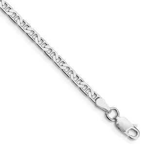Sterling Silver Rhodium-plated 3mm Flat Anchor Chain
