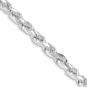Sterling Silver Rhodium-plated 7mm Diamond-cut Rope Chain
