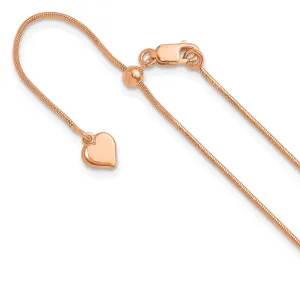 Sterling Silver Rose Gold-plated Adjustable .95mm Snake Chain