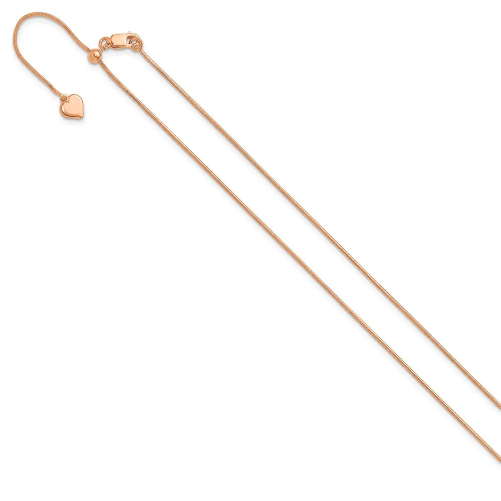 Sterling Silver Rose Gold-plated Adjustable .95mm Snake Chain