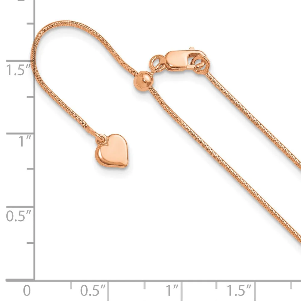 Sterling Silver Rose Gold-plated Adjustable .95mm Snake Chain