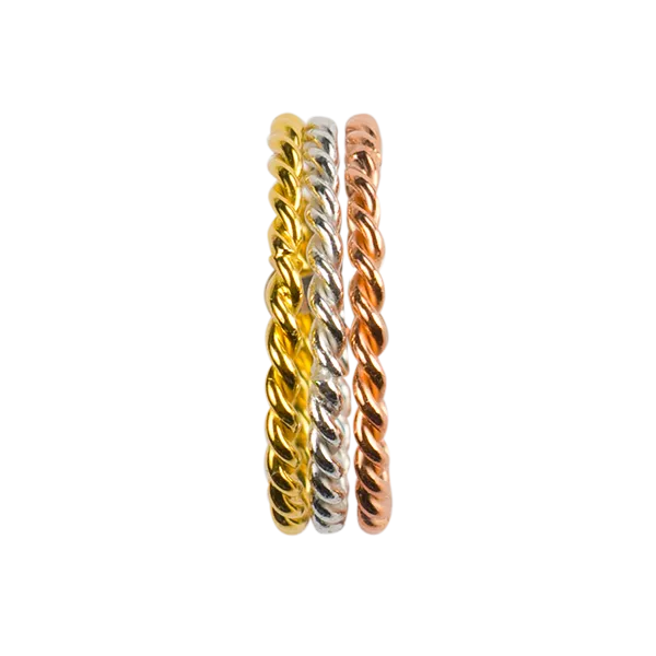 Sterling Silver Tri Color Twist Band Ring