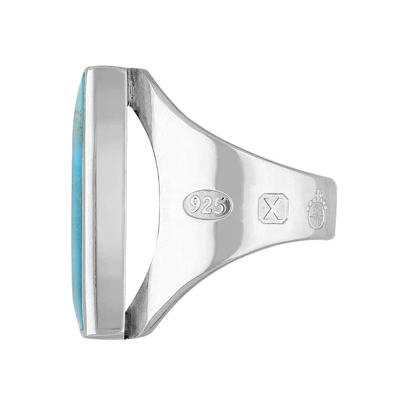 Sterling Silver Turquoise Queen's Jubilee Hallmark Medium Square Ring D