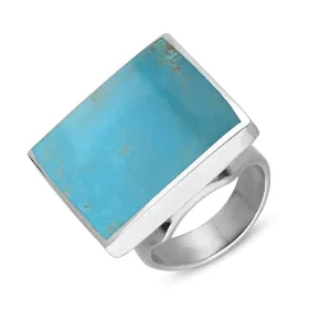 Sterling Silver Turquoise Queen's Jubilee Hallmark Medium Square Ring D