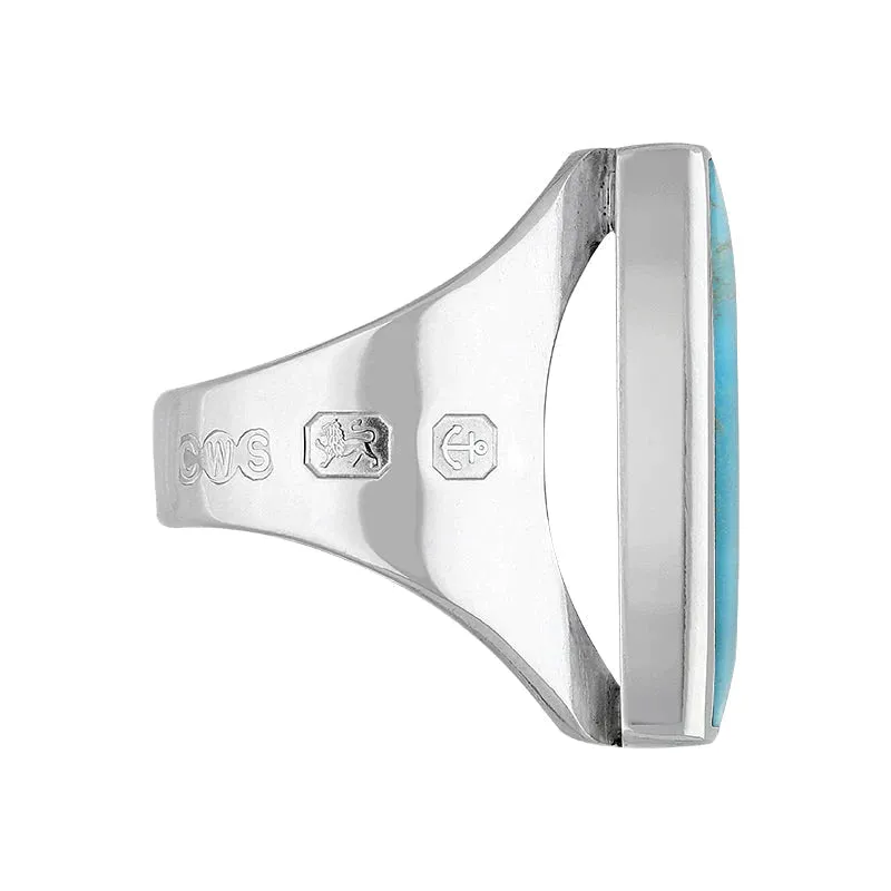Sterling Silver Turquoise Queen's Jubilee Hallmark Medium Square Ring D