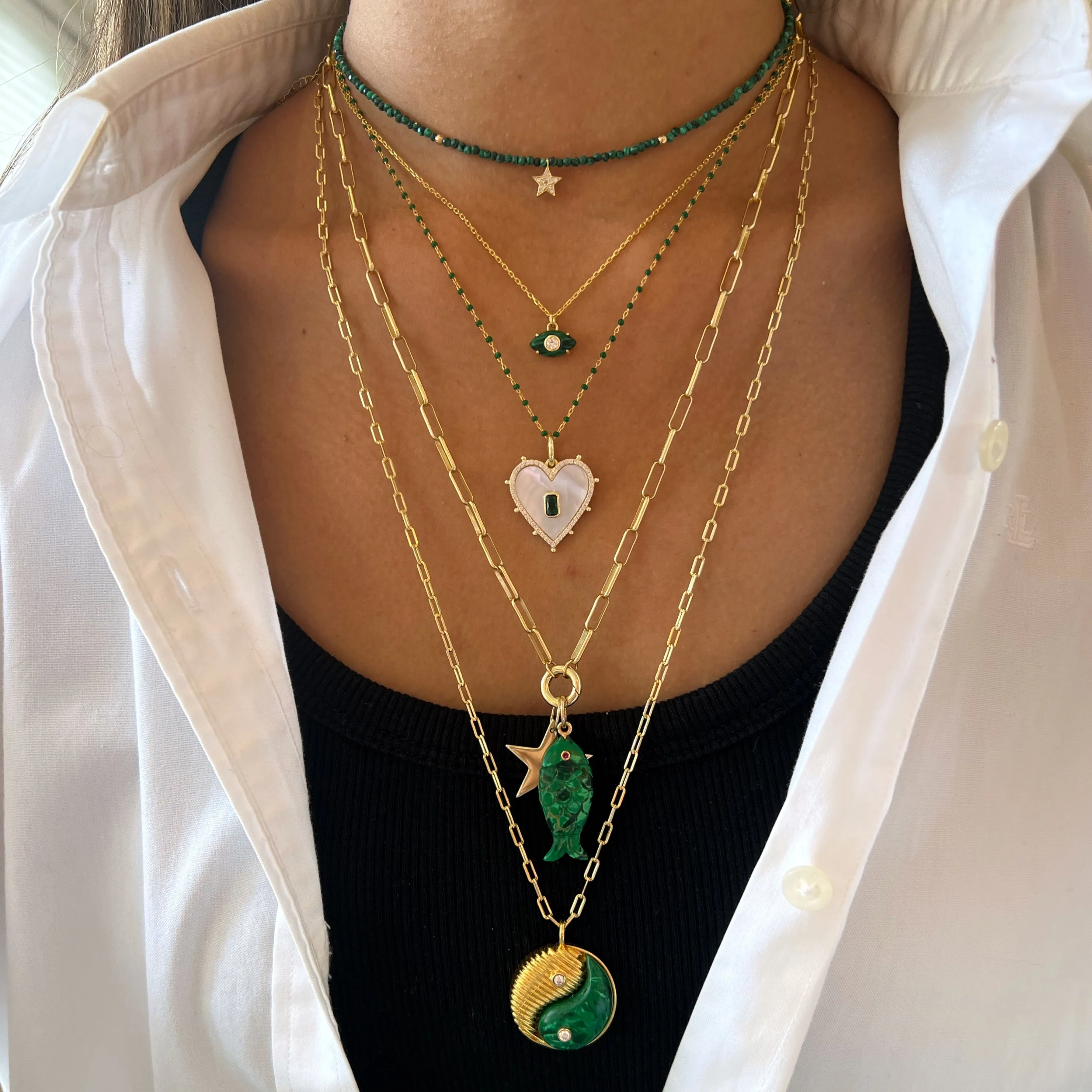 Stone Heart and Baguette Charm
