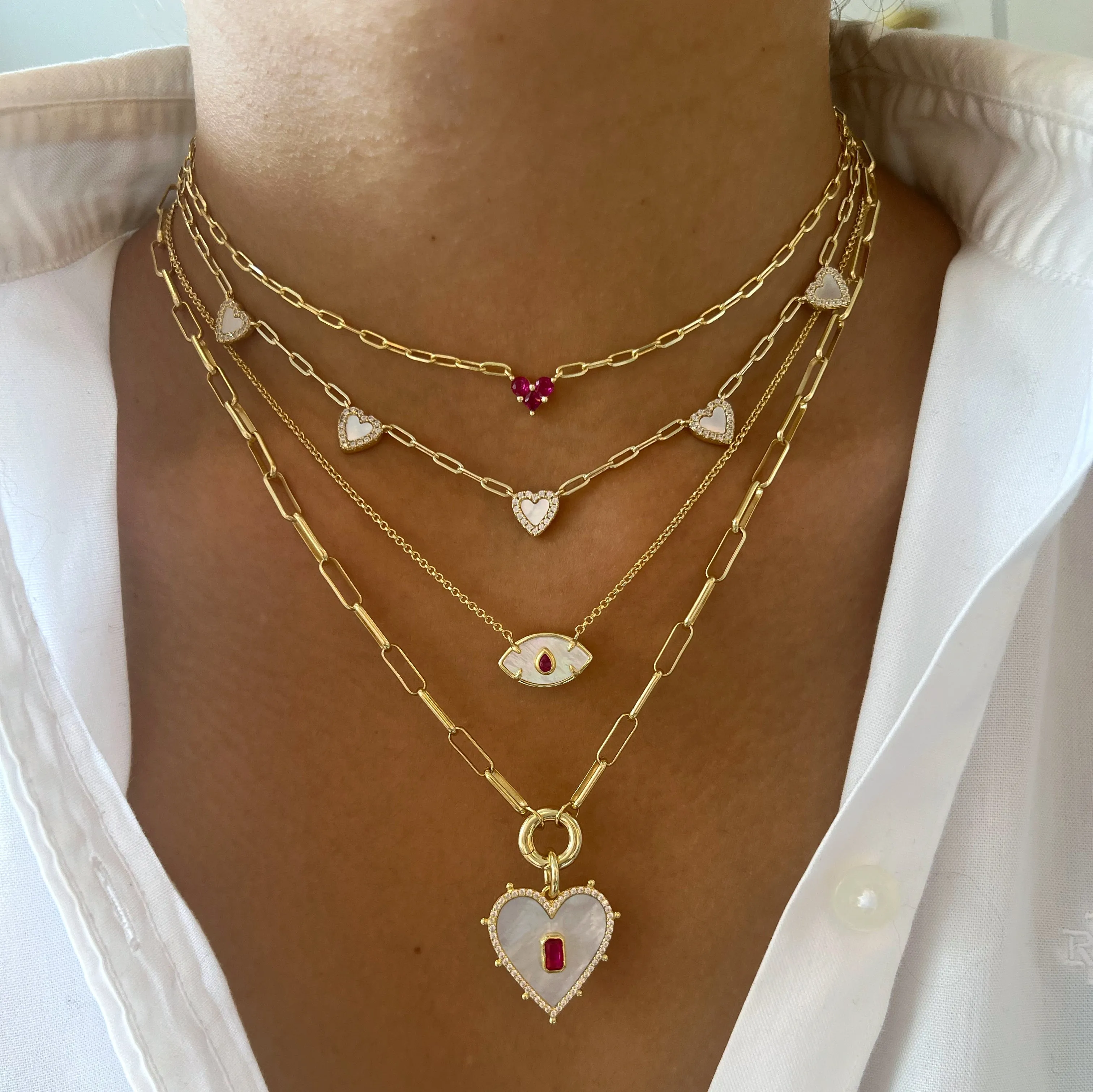 Stone Heart and Baguette Charm