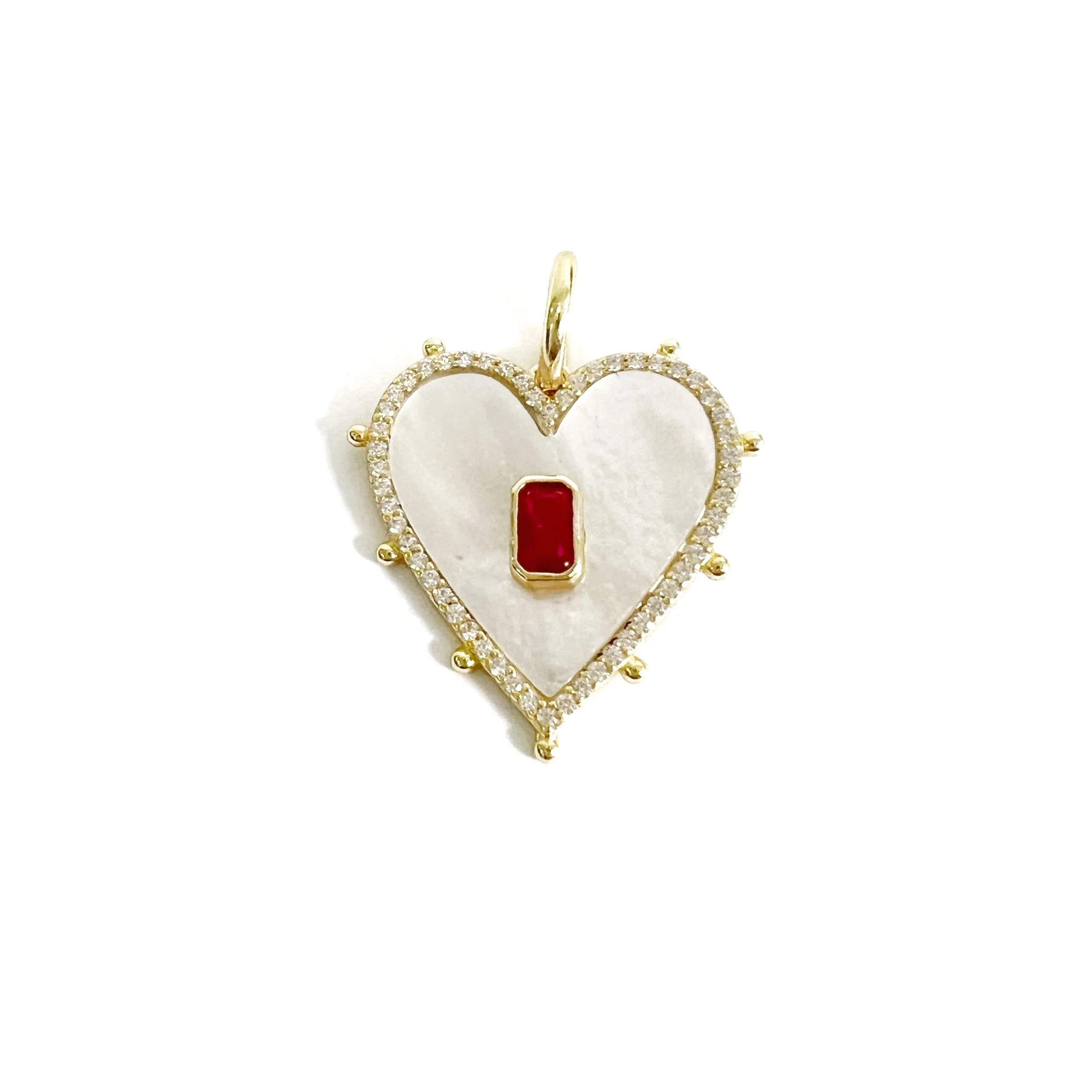 Stone Heart and Baguette Charm