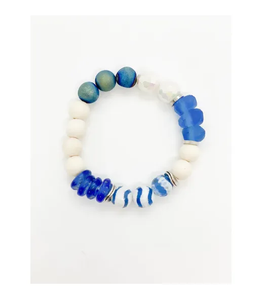 Stretch Bracelet - White Blue