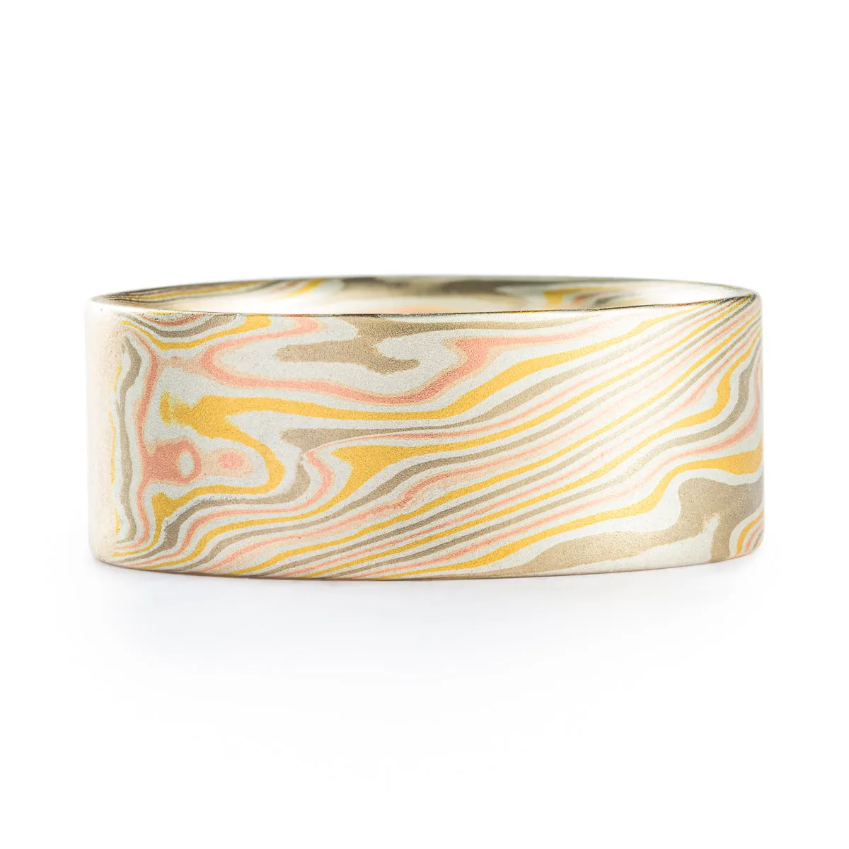 Summery Mokume Gane Ring in Twist Pattern and Firestorm Palette