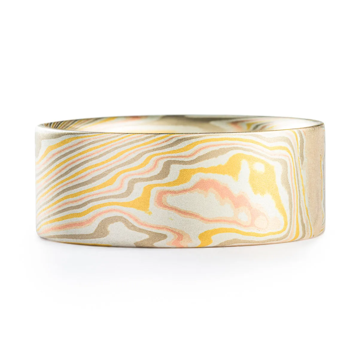 Summery Mokume Gane Ring in Twist Pattern and Firestorm Palette