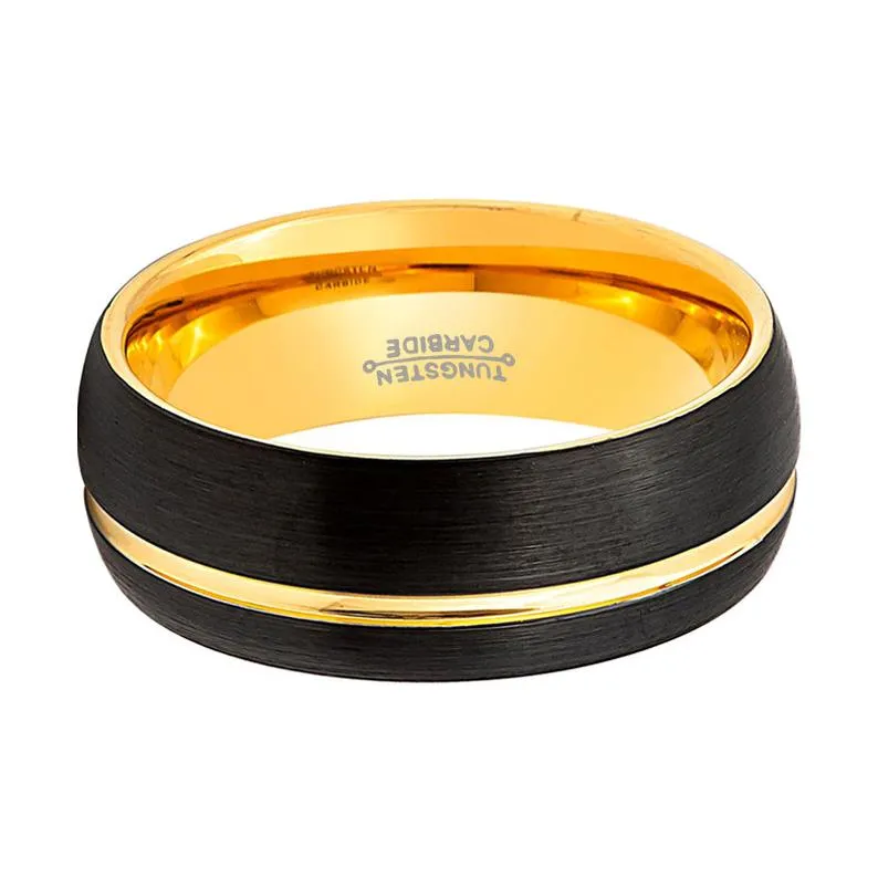 SUPERSONIC | Tungsten Ring Yellow Gold Groove