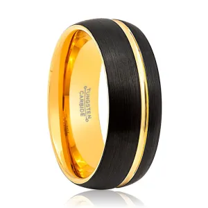 SUPERSONIC | Tungsten Ring Yellow Gold Groove