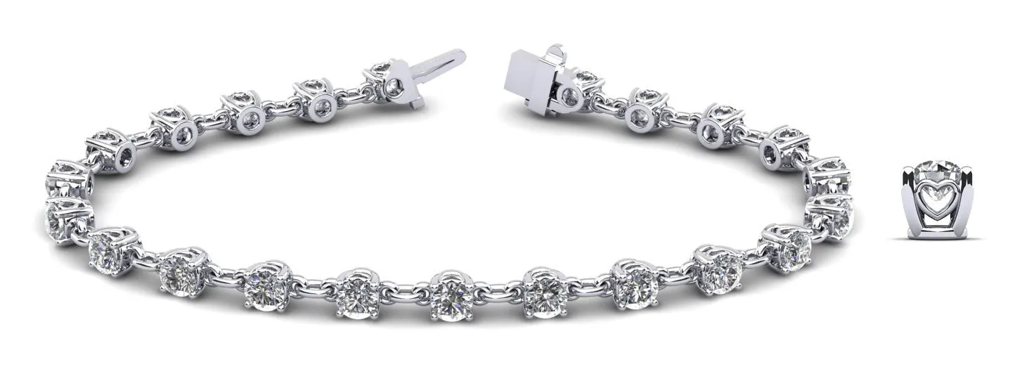 Sweetheart Chain Link Diamond Tennis Diamond Bracelet with 2.88 ct.(finished) 3.1mm