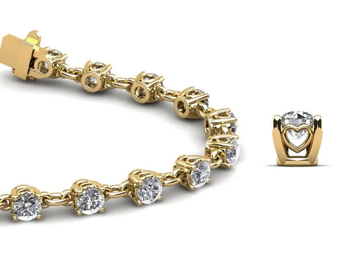 Sweetheart Chain Link Diamond Tennis Diamond Bracelet with 2.88 ct.(finished) 3.1mm