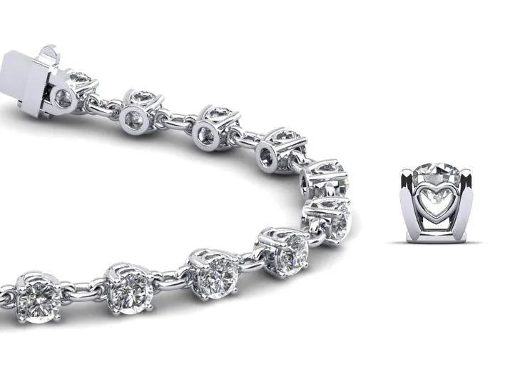 Sweetheart Chain Link Diamond Tennis Diamond Bracelet with 2.88 ct.(finished) 3.1mm
