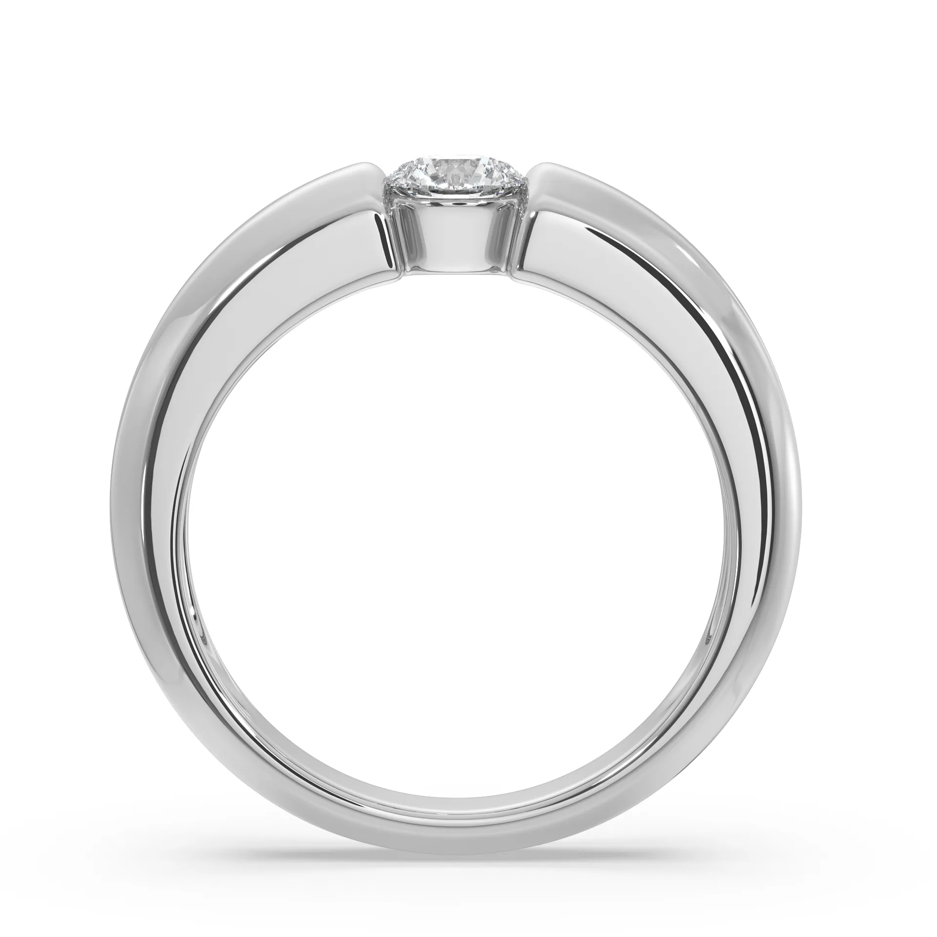 SY Women's Ring in Gold, Half-Bezel Solitaire
