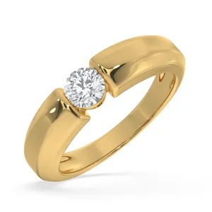 SY Women's Ring in Gold, Half-Bezel Solitaire