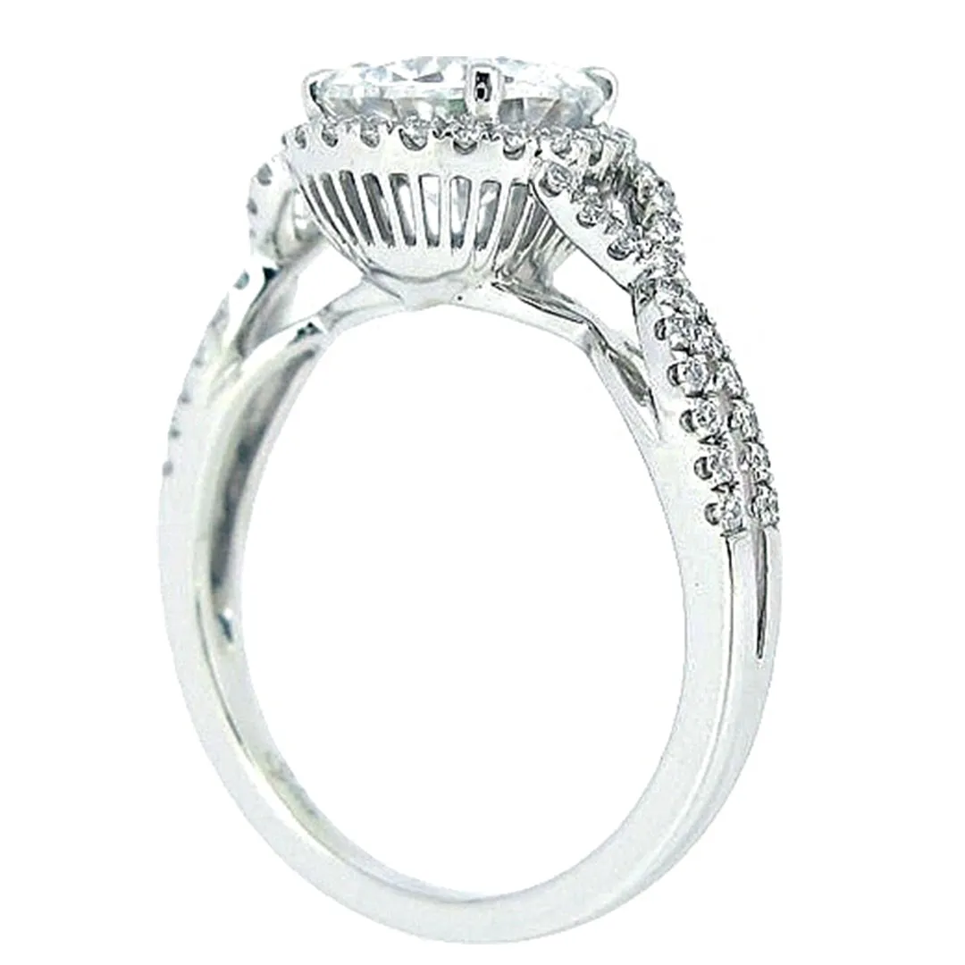 Sylvie Twist Shank Halo Diamond Engagement Ring