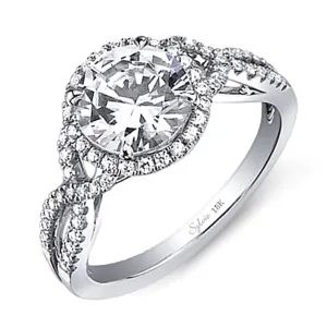 Sylvie Twist Shank Halo Diamond Engagement Ring
