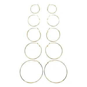 T&T Assorted Size Hoop Earrings (5 Pair)
