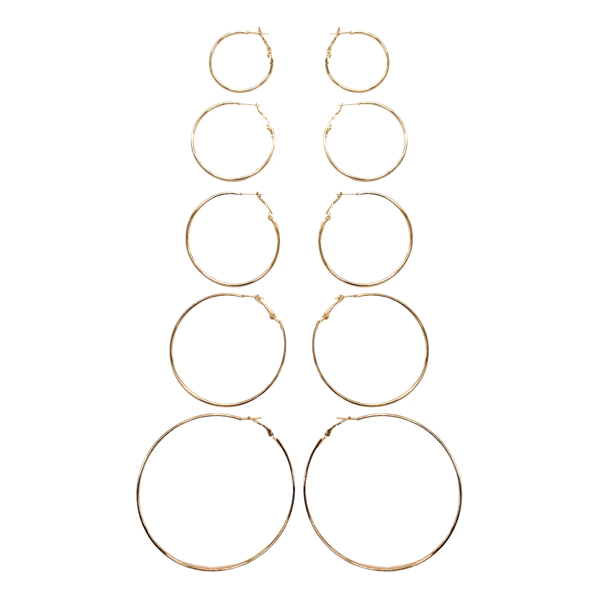 T&T Assorted Size Hoop Earrings (5 Pair)
