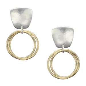 Tapered Square with Interlocking Rings Earring