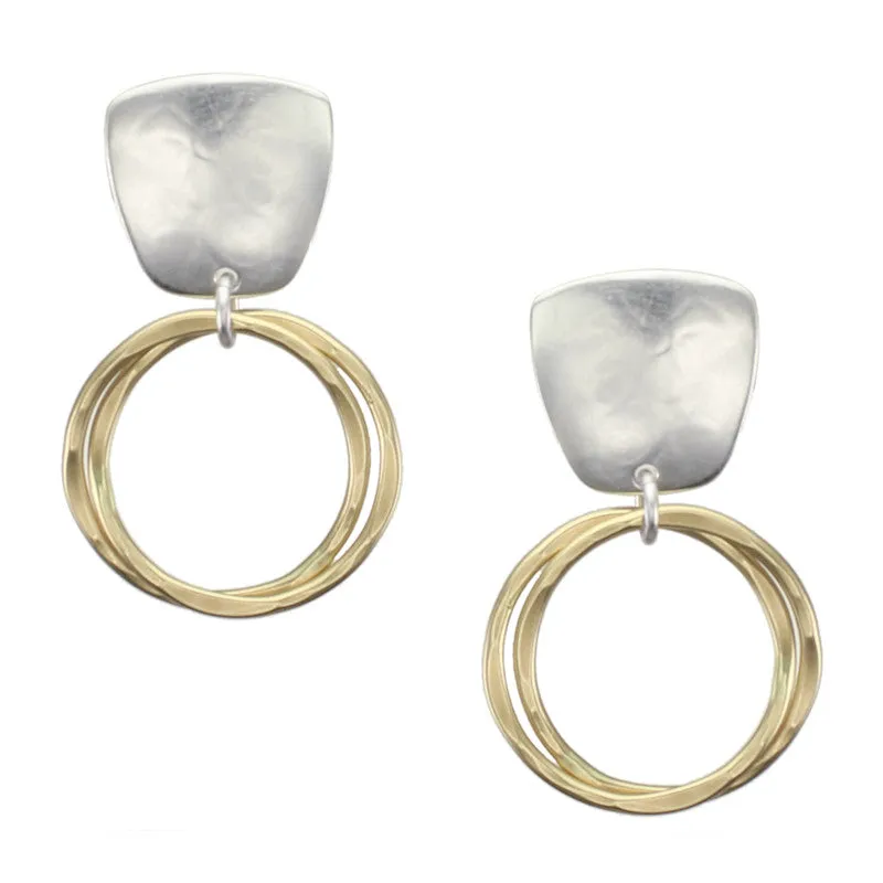 Tapered Square with Interlocking Rings Earring