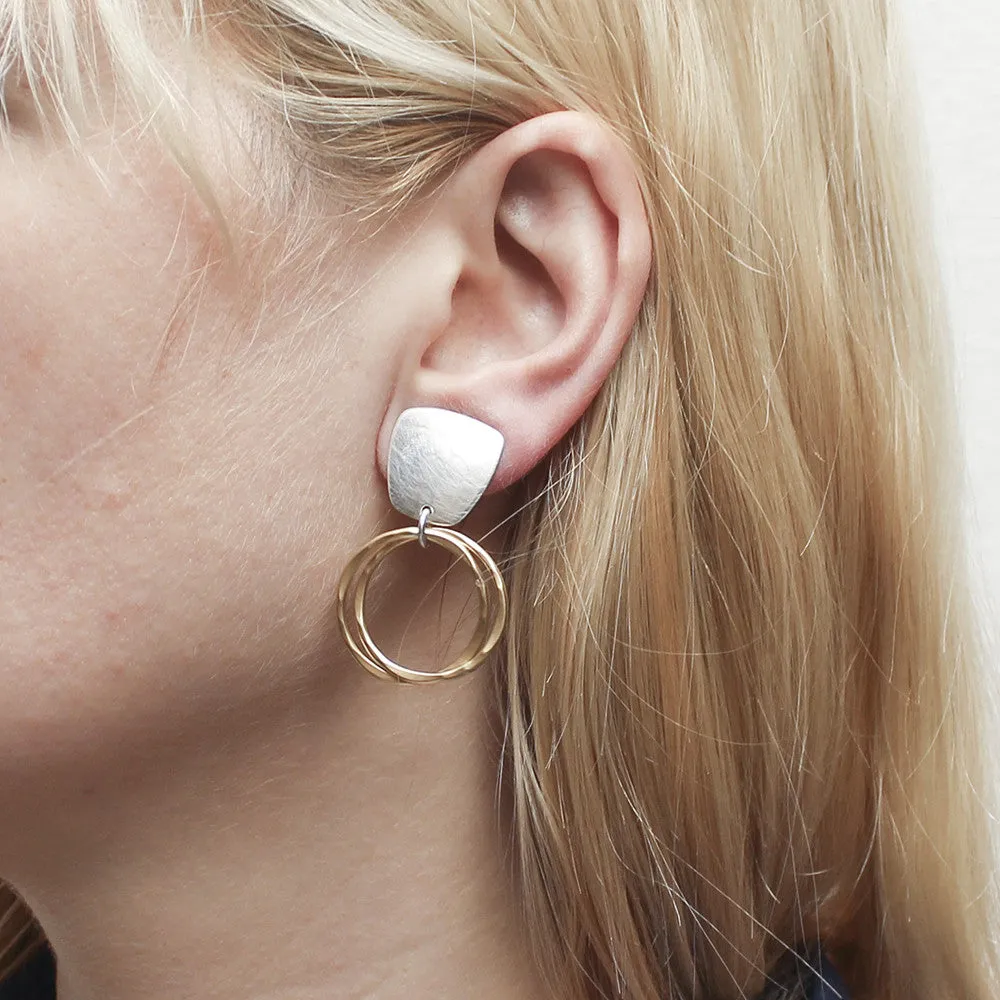 Tapered Square with Interlocking Rings Earring