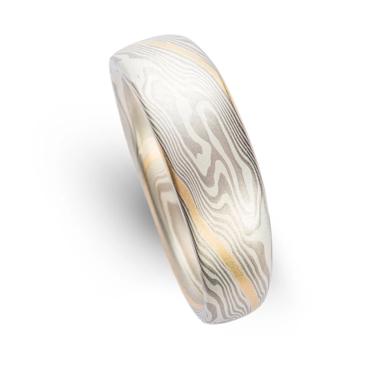 Tapered Twist Pattern Band in Ash Palette with Gold Stratum