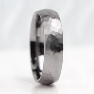 The Asgard - Hammered Tantalum Wedding Ring Band, Free engraving (5 to 6mm)