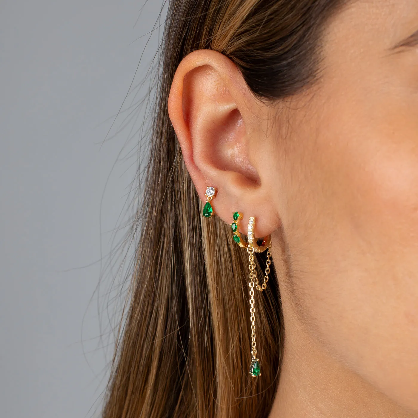 The Emerald Teardrop Earring Combo Set