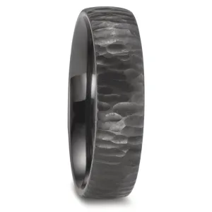 The Meteor Shower - Hammered & Brushed Black Zirconium Wedding Ring  Band 6mm or 7mm