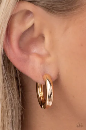 The New Classic - Gold - High Sheen Paparazzi Hinge Hoop Earrings