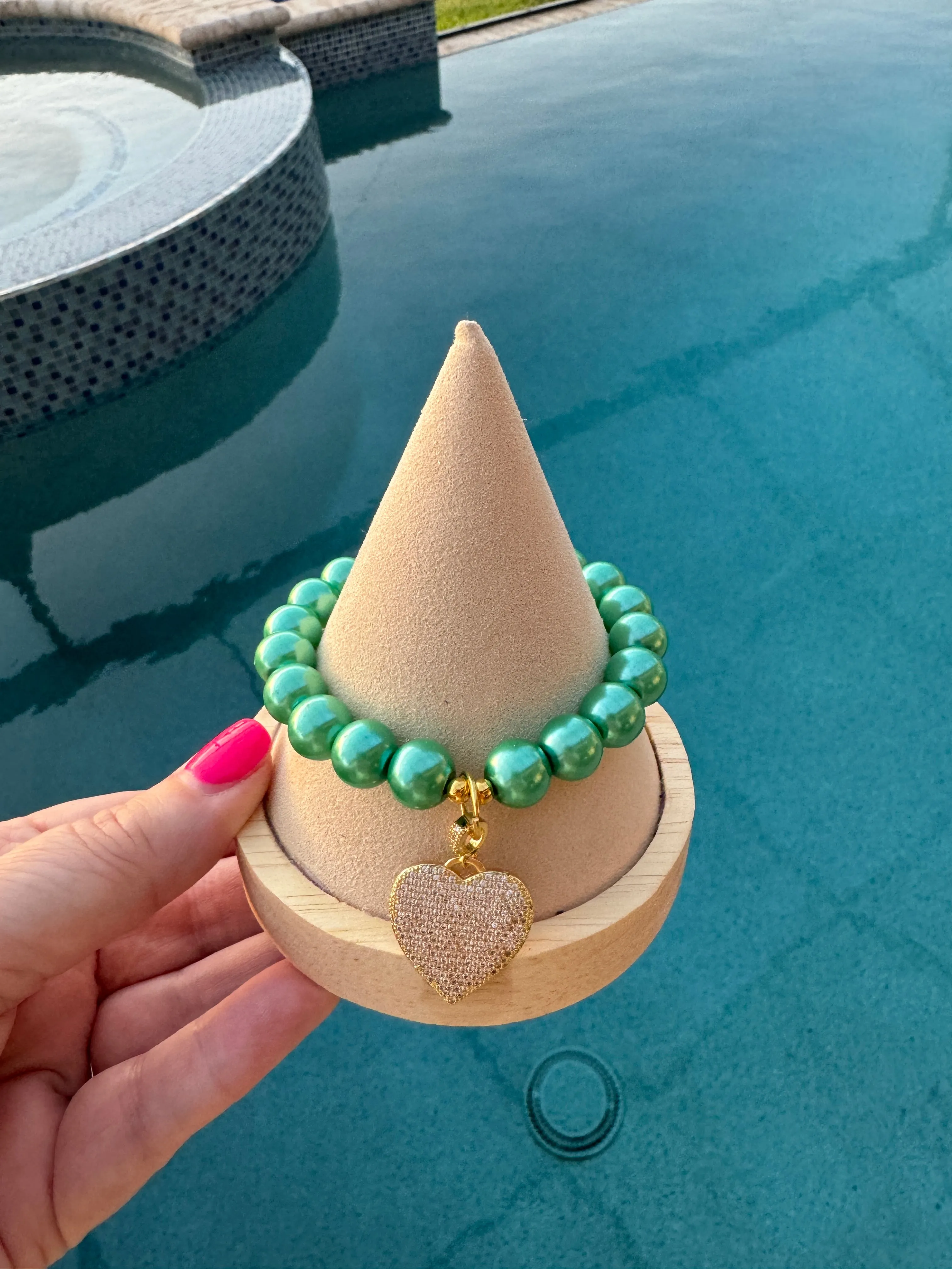 The Pearl Pave Heart Bracelet
