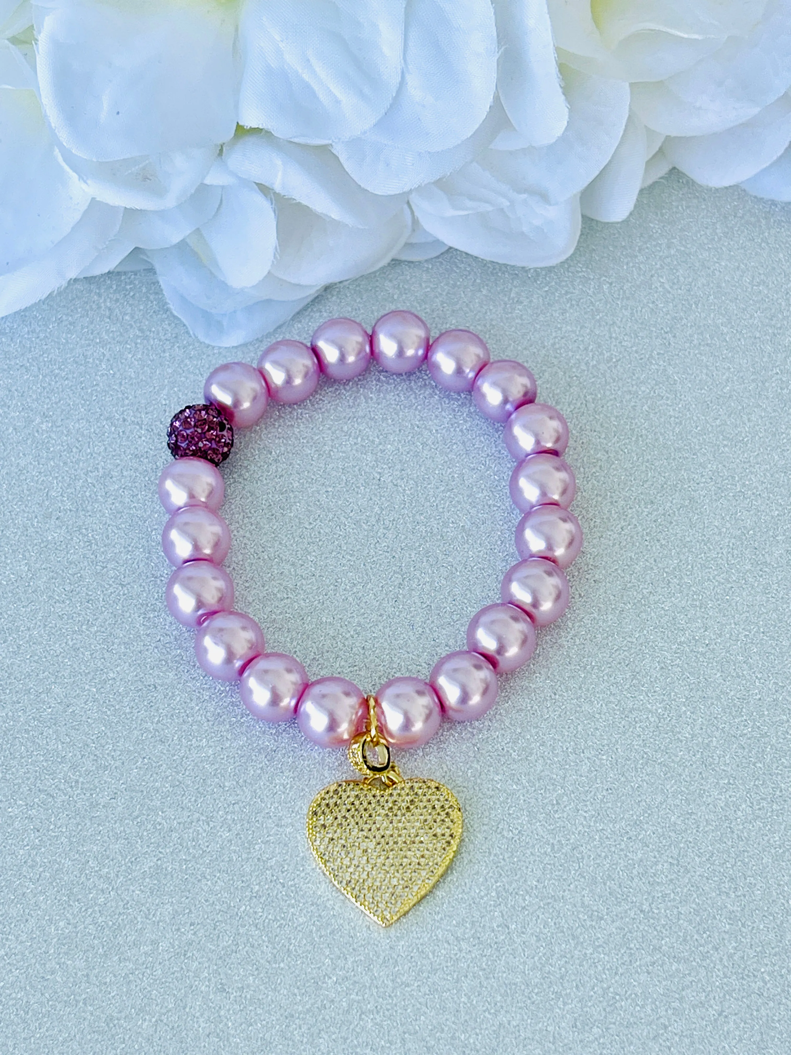The Pearl Pave Heart Bracelet