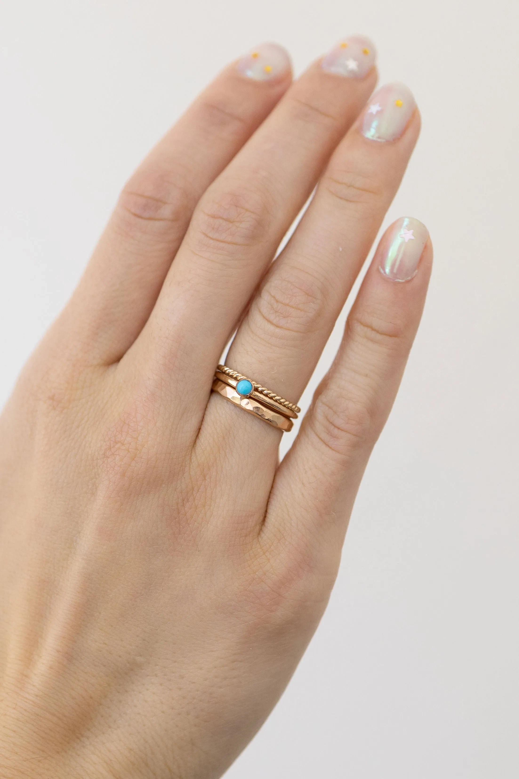 Thick Hammered Stacking Ring in Gold