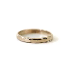 Thick Hammered Stacking Ring in Gold