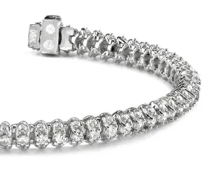Three Row Diamond Scoop Link Diamond Bracelet with 3.16 ct.(finished) 1.25mm, 2mm