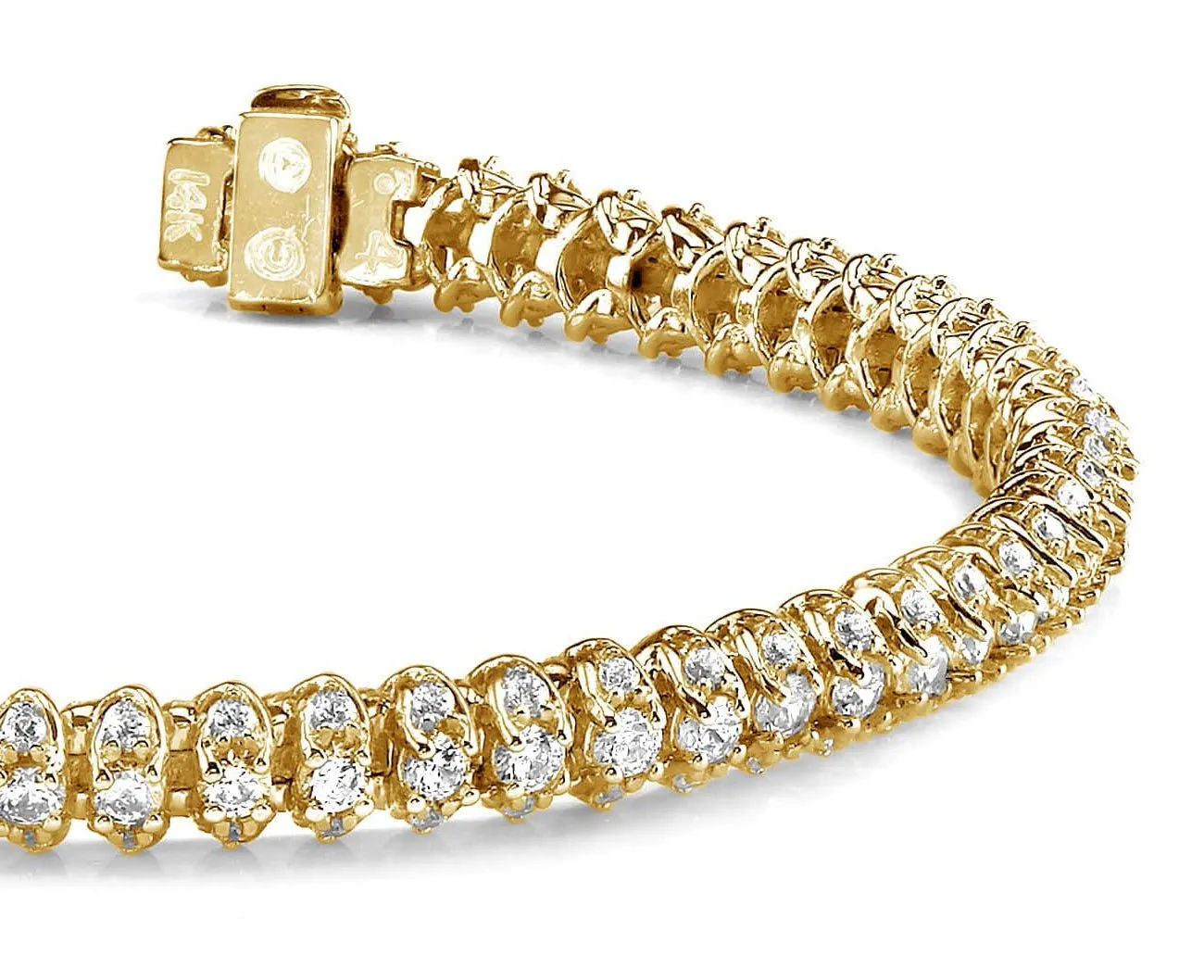 Three Row Diamond Scoop Link Diamond Bracelet with 3.16 ct.(finished) 1.25mm, 2mm