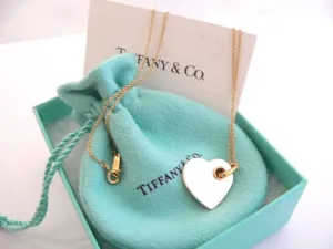 Tiffany & Co 18K Gold Mother of Pearl Heart Necklace Pendant Charm Gift Love